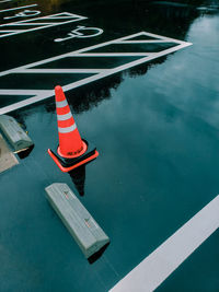 High angle view of swimming pool in lake