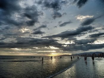 Scenic view of sea against dramatic sky