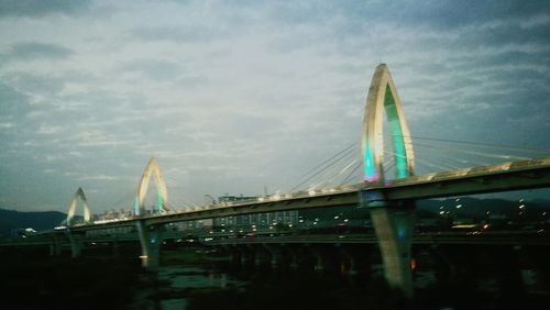 Low angle view of suspension bridge