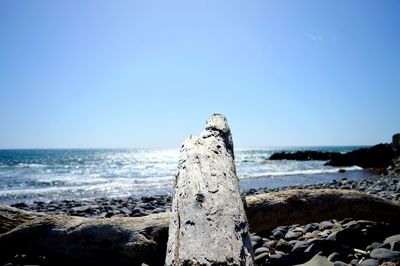 Scenic view of sea against clear sky