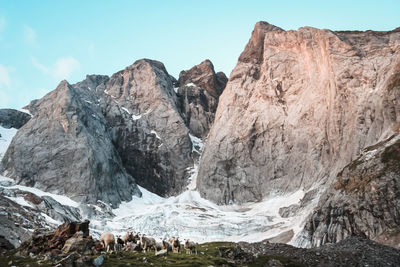 Panoramic view of rocks in mountains against sky