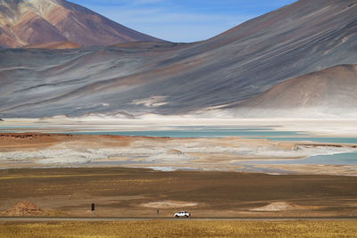 Salar de talar salt flats at the foothills of majestic cerro medano, northern chile