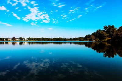 Scenic view of calm lake against sky