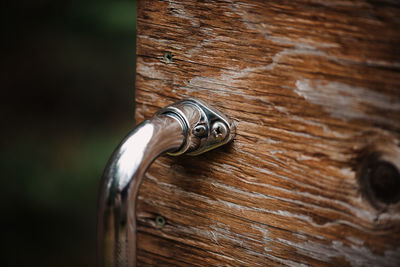 Macro silver metal handle