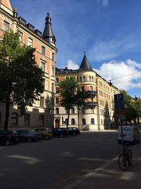 Road with buildings in background