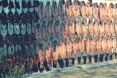 Panoramic shot of carrots for sale at market stall