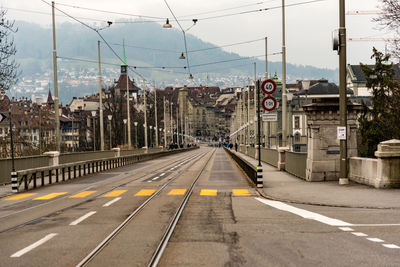 Tramway on street in city