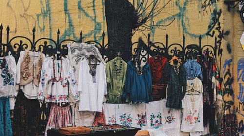 Close-up of clothing for sale