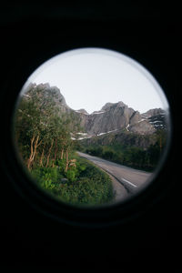 High angle view of trees against sky