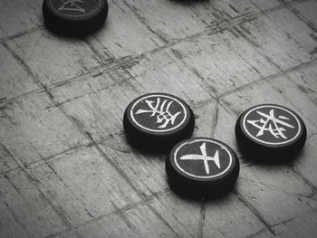 High angle view of table