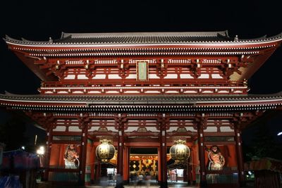 Low angle view of temple at night