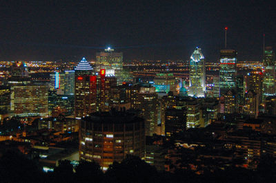 Illuminated cityscape at night