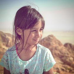 Portrait of cute girl on beach