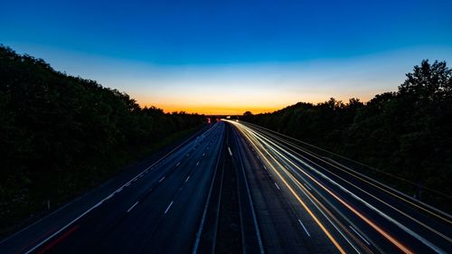 High angle view of highway at sunset