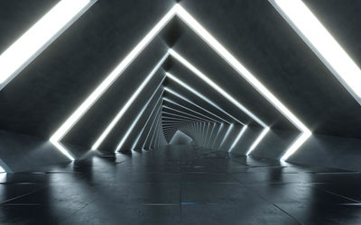 Illuminated tunnel in building