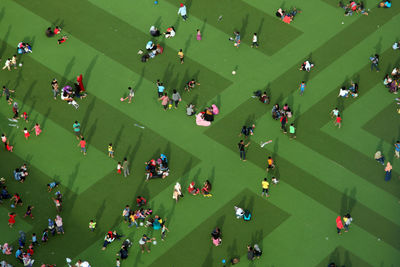 High angle view of people in park