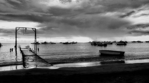 Scenic view of sea against cloudy sky