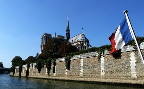 Low angle view of notre dame de paris against sky