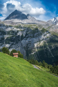 Houses and landscape in gimmelwald, lauterbrunnen, switzerland