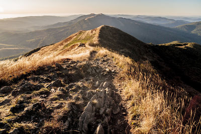 Scenic view of mountain range against sky