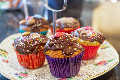 Close-up of cupcakes on table