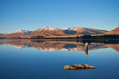 Scenic view of lake against blue sky