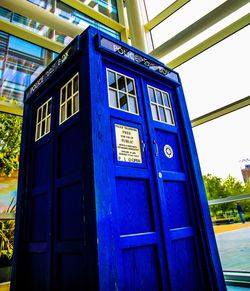 Close-up of blue sign