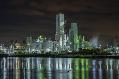 Night view of the waterfront factory area.