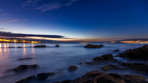 Scenic view of sea against sky at sunset