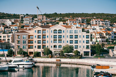 High angle view of buildings in city