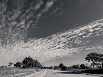 Road by trees against sky