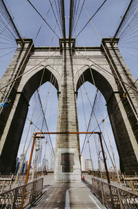 Low angle view of suspension bridge