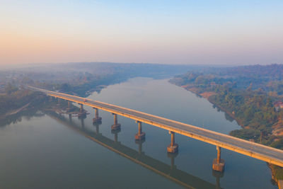 High angle view of bridge over river against sky