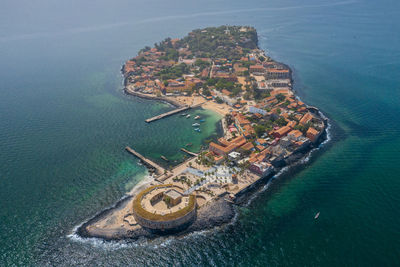 Aerial view of island in sea