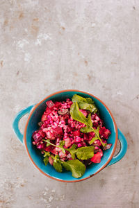 High angle view of fruits in bowl