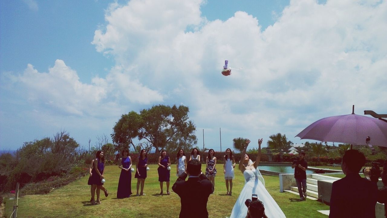 sky, leisure activity, large group of people, lifestyles, men, tree, cloud - sky, person, cloud, enjoyment, sport, outdoors, day, tent, grass, fun, patriotism, nature, cloudy