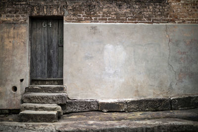 Closed door of old house