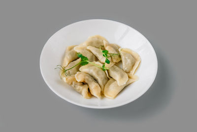 High angle view of food in plate