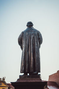 Low angle view of statue against clear sky