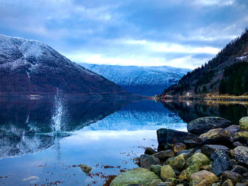 Scenic view of lake against sky