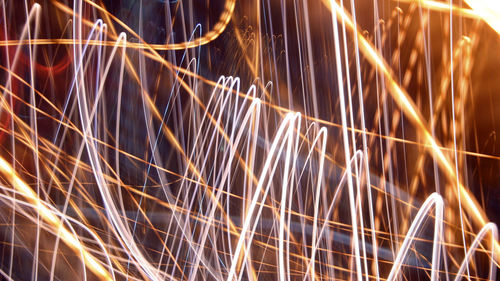 Close-up of light trails at night