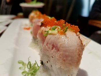 Close-up of sushi on plate