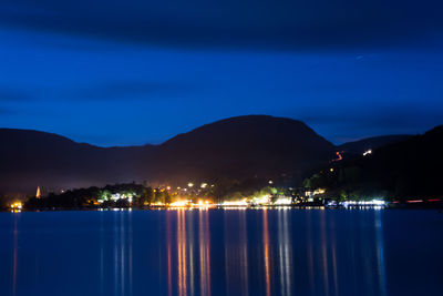 Scenic view of sea against sky at night