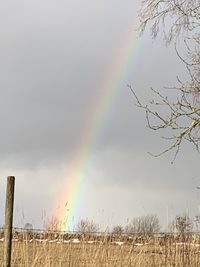 Scenic view of rainbow against sky