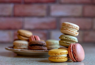 Sweet french macarons in a variety of colors