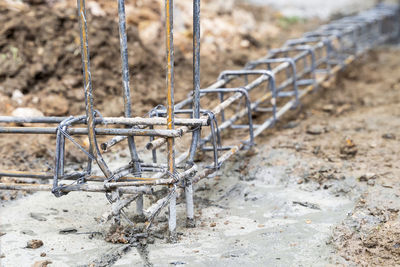 Close-up of metal bar on construction industry