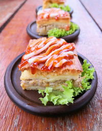 Close-up of meat served in plate