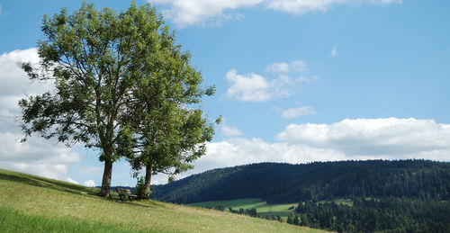 Scenic view of mountains against cloudy sky