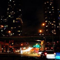 Traffic on road at night