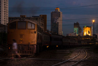 Railroad tracks in city